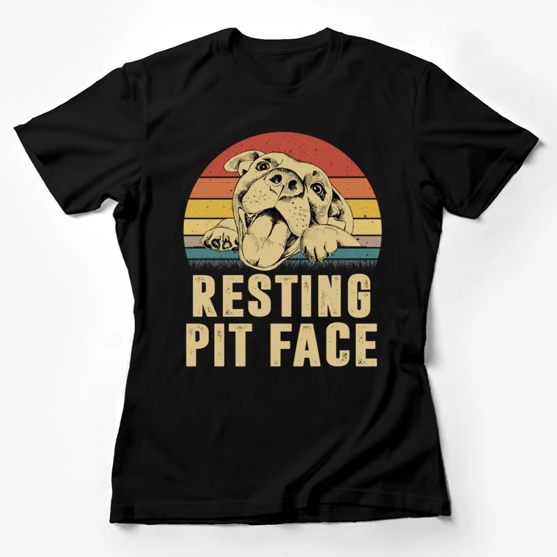 Visage de pit bull sur fond rétro Femme T-Shirt