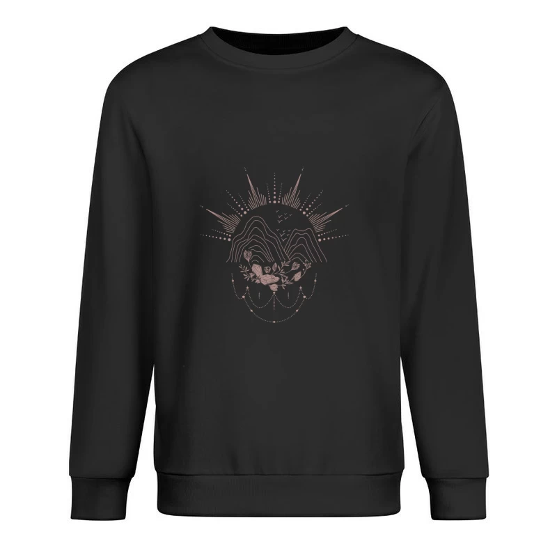 Mandaladesign mit Bergen und Blumen Herren Pullover Sweatshirt