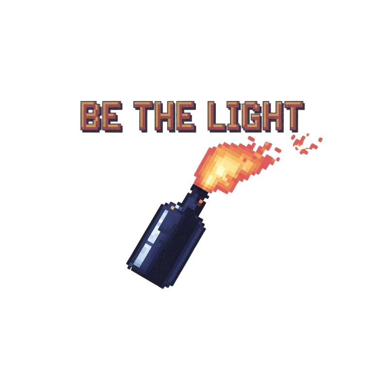 Pixelated Torch Illuminates Motivational Message Tapestry