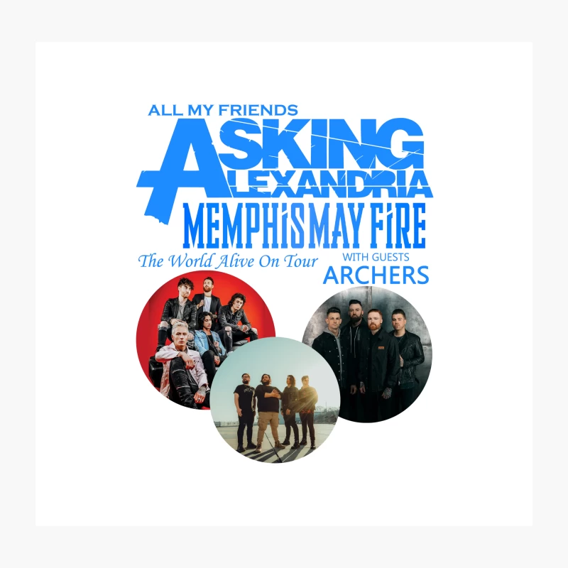 ALL MY ENDS ASKING ALEXANDRIA AND MEMPHIS MAY FIRE NEW WORD ALIVE WITH GUESTS ARCHERS US TOUR 2024 Throw Pillow