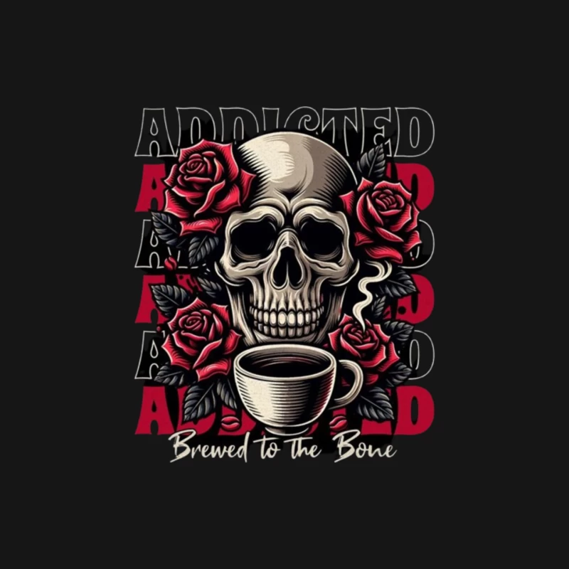 Gothic Skull with Roses and Coffee - "Brewed to the Bone" Mouse Pad