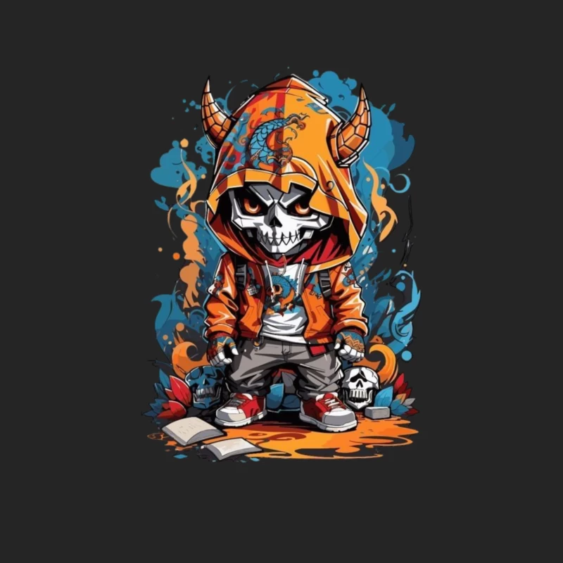 Urban Skull Cartoon Art Female Pullover Sweatshirt