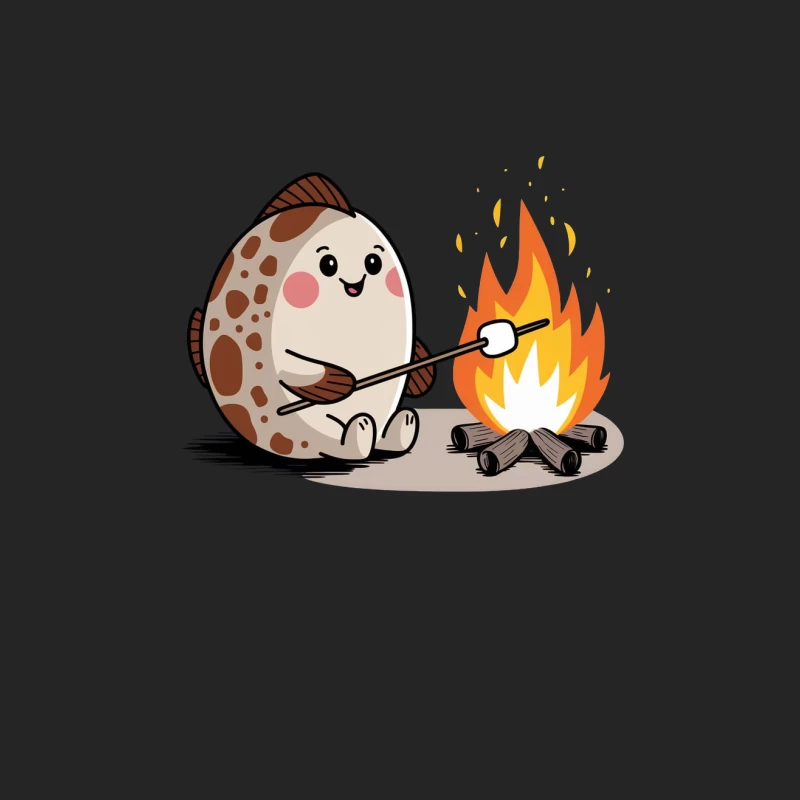 Cute Kawaii Marshmallow Roasting by Campfire Male Pullover Sweatshirt