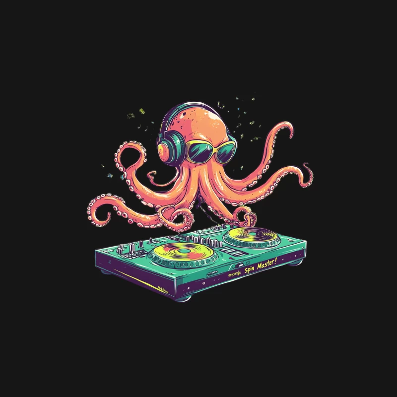 Funky Octopus DJ: A Colorful Musical Illustration Male Long Sleeve T-Shirt
