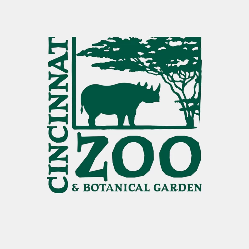 Cincinnati Zoo & Botanical Garden Logo with Rhinoceros and Acacia Tree Male Tank Top