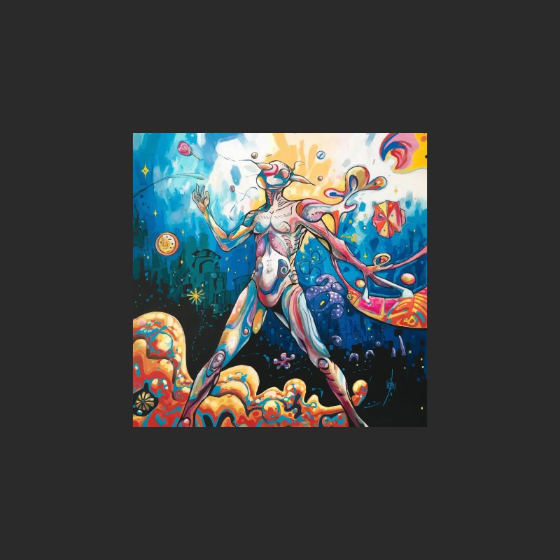 Psychedelic Cosmic Fantasy: A Surrealist Alien Encounter Baseball Cap