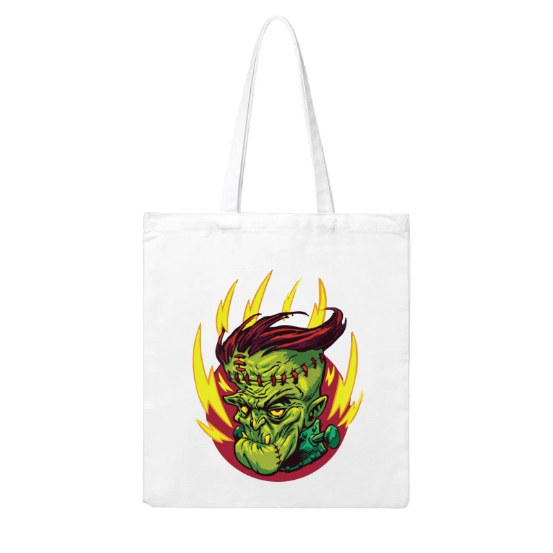 Colorful Cartoon Frankenstein Monster Illustration Cotton Tote Bag