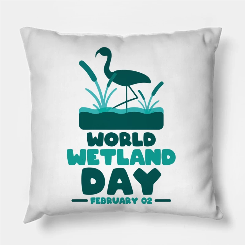 Celebrate World Wetland Day – Vibrant Flamingo Design Throw Pillow