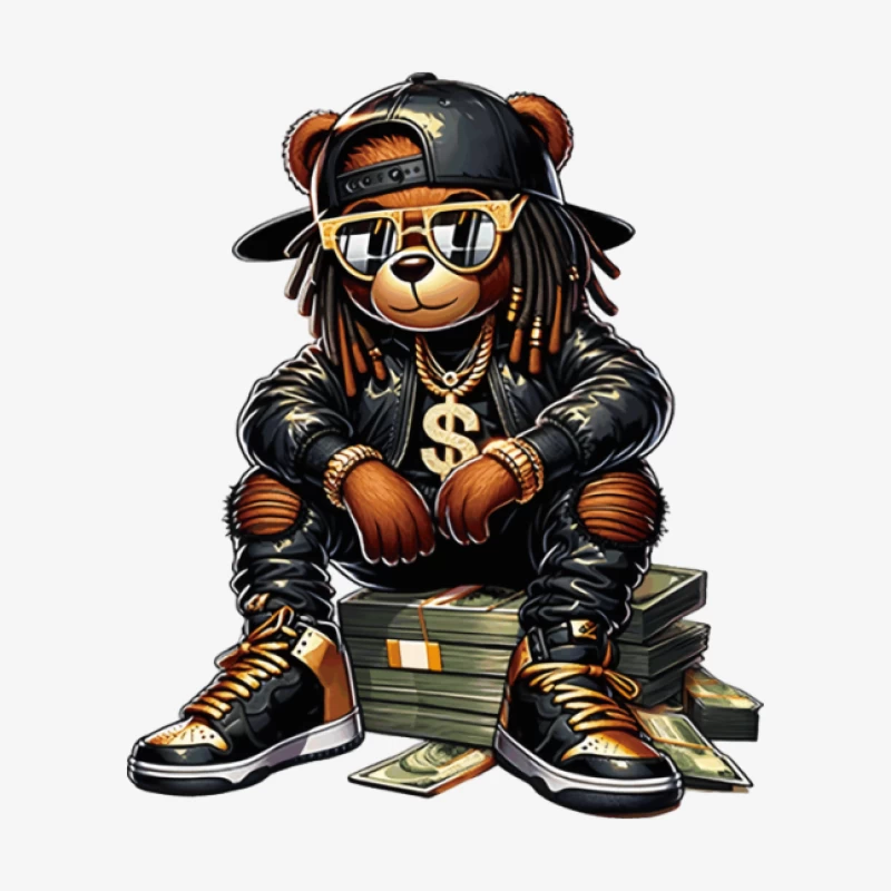 Hip-Hop-Bär mit Sonnenbrille und Geld Herren Pullover Sweatshirt