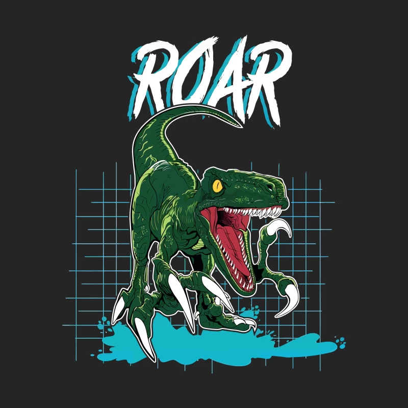 Velociraptor Roar: Neo-Retro Power Male Pullover Sweatshirt