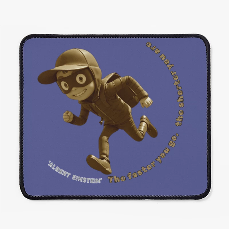 Vintage-Style Cartoon Runner with Mysterious Mask Mouse Pad