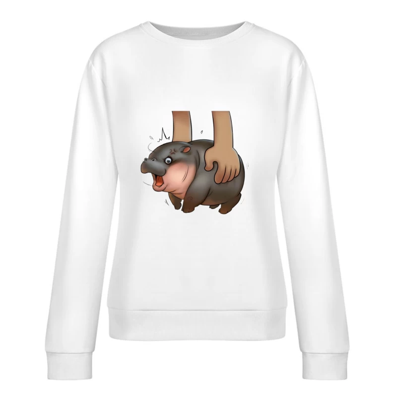 Süßes Flusspferd wird getragen Damen Pullover Sweatshirt