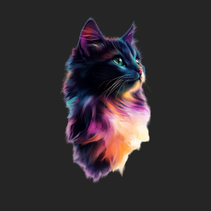 Colorful Cat Profile in Vibrant Digital Art Male Pullover Sweatshirt