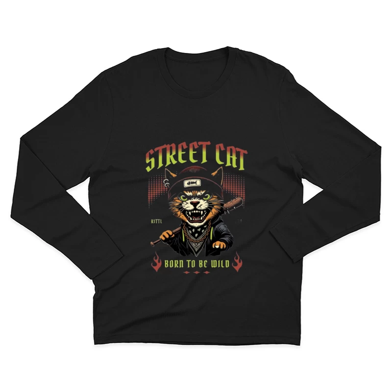 Chat des Rues Sauvage avec Batte Homme Manches Longues T-Shirt