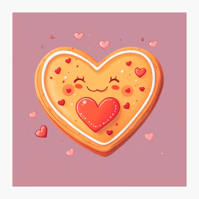 Adorable Heart-Shaped Valentine's Cookie with Cute Face Pin