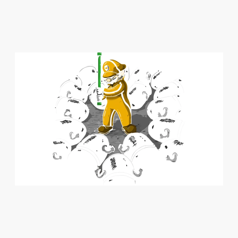 Cartoon Baseball Player with Green Bat Surrounded by Baseballs Travel Mug