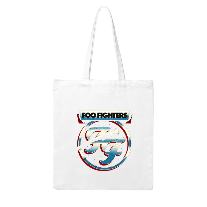 Foo Fighters Classic Circular Band Logo in Red and Blue Cotton Tote Bag