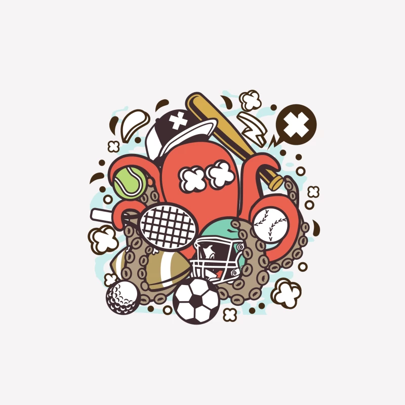 Octopus sportif avec balles et équipement Femme T-Shirt