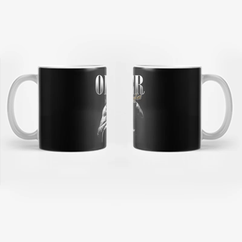 Dramatic Black and White Metal Vocalist Performance Coffee Mug