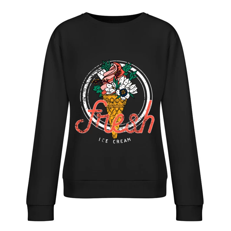 Illustration de cornet de glace avec fleurs Femme Sweat-shirt à enfiler
