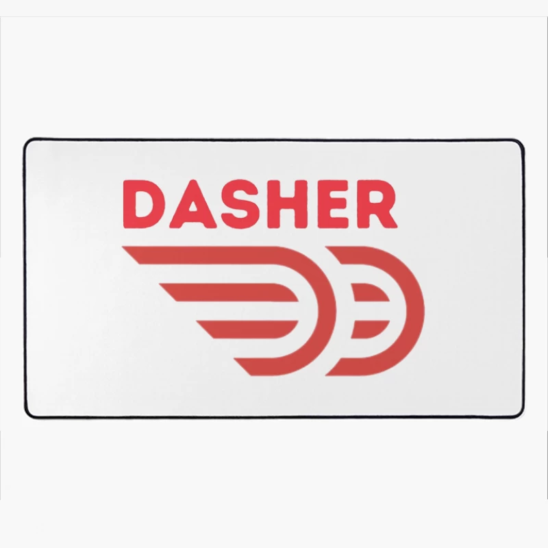 Red Minimalist Dasher Delivery Service Logo Desk Mat