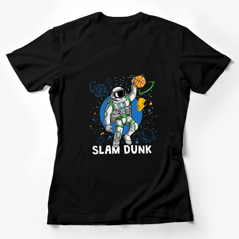 Astronaut beim Slam Dunk im Weltraum Damen T-Shirt