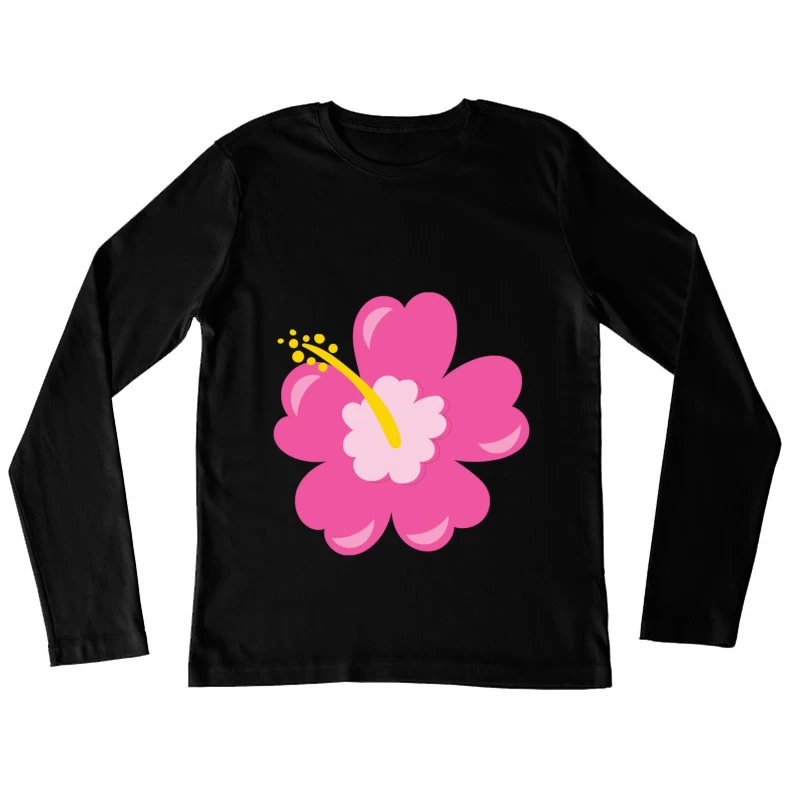 Fleur stylisée rose vif Femme Manches Longues T-Shirt