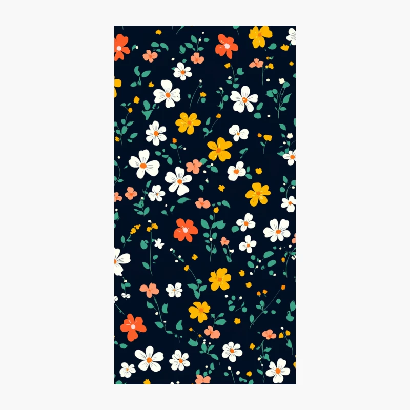 Vibrant Retro Floral Pattern on Dark Background iPhone Case