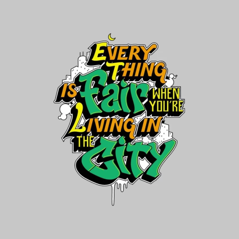 Graffiti-Stil Zitat über das Stadtleben Herren Langarm T-Shirt