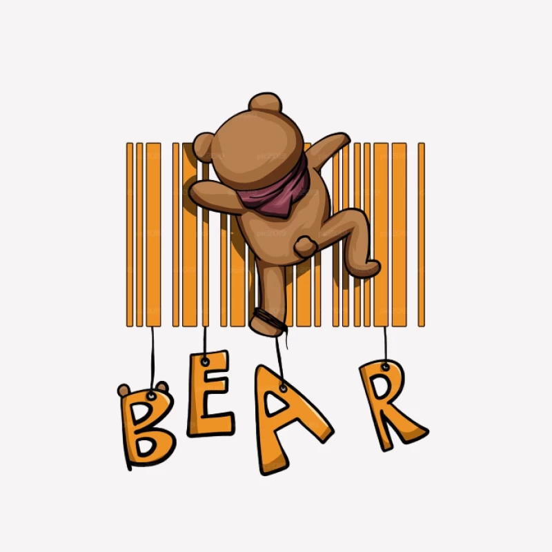 Teddybär auf Barcode Hintergrund Herren T-Shirt