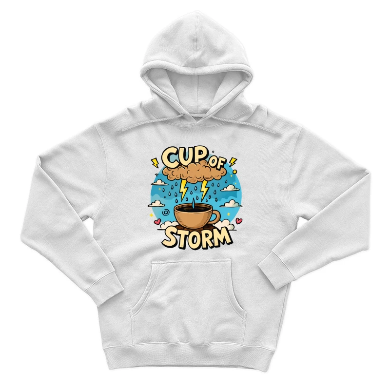 Cup of Storm – Whimsical Pixel Art with Lightning Charm! Male Pullover Hoodie