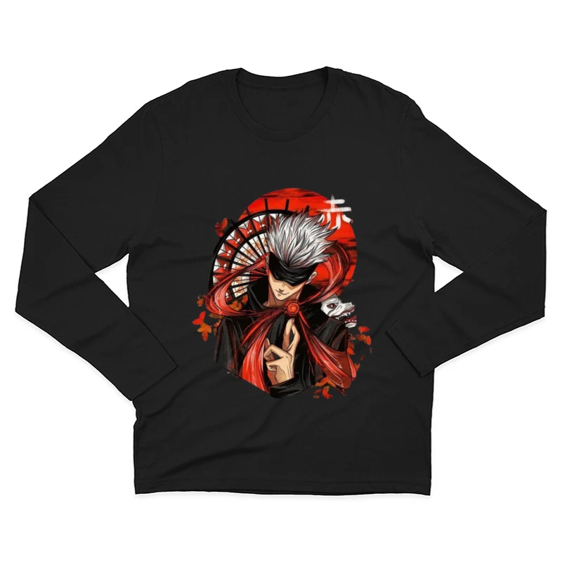 Stylischer Charakter mit Maske und rotem Element Herren Langarm T-Shirt
