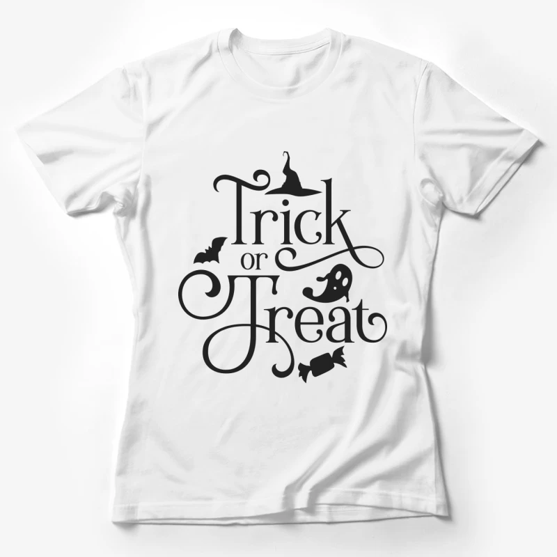 Trick or Treat d'Halloween avec Fantôme et Chapeau de Sorcière Femme T-Shirt