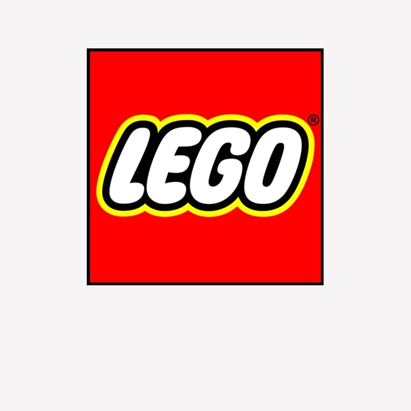 Classic LEGO Logo with Red Background and Yellow Border Male T-Shirt