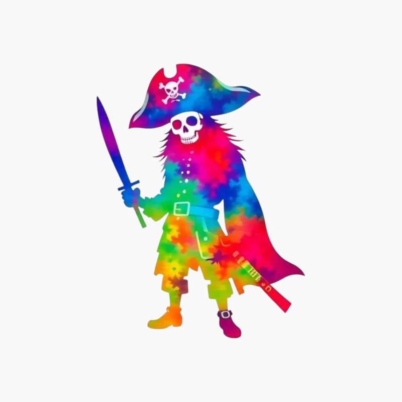 Colorful Pirate Skeleton with Sword Cotton Tote Bag