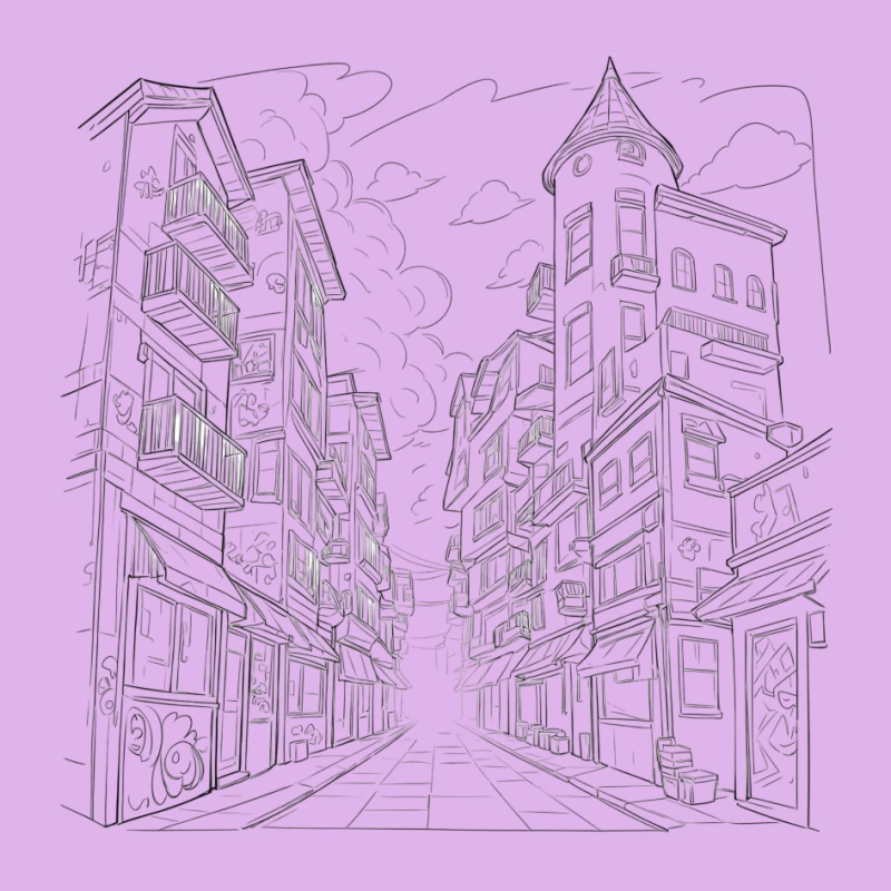 City Street Illustration Pin