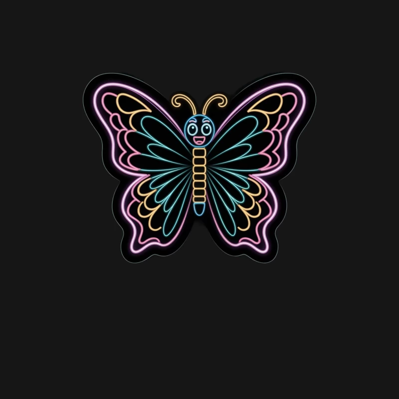 Cute Neon Decorative Butterfly Cartoon Illustration Female Long Sleeve T-Shirt