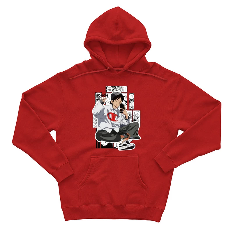 Junge mit Smartphone und lässigem Stil Herren Pullover Hoodie