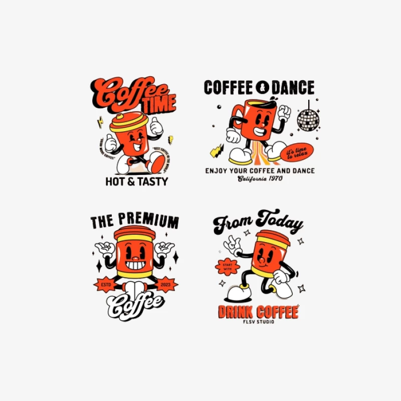 Fröhlicher Kaffeebecher-Charakter Damen Pullover Sweatshirt