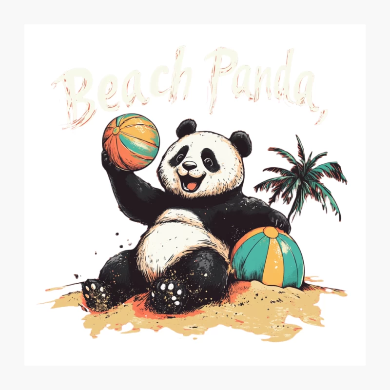 Playful Panda's Beach Day Cartoon Pin