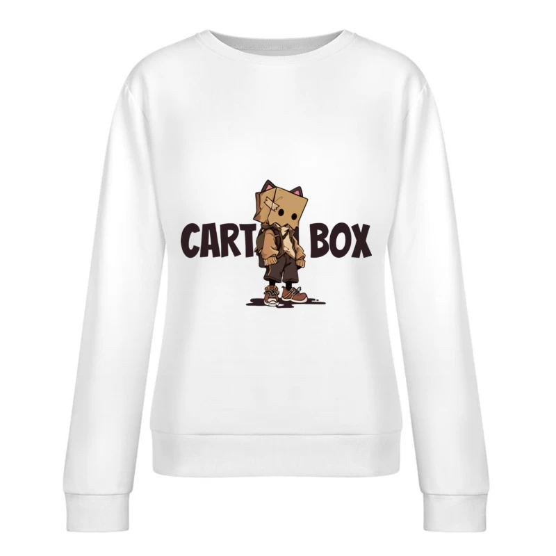 Cartoonfigur mit Pappkarton-Kopf Damen Pullover Sweatshirt