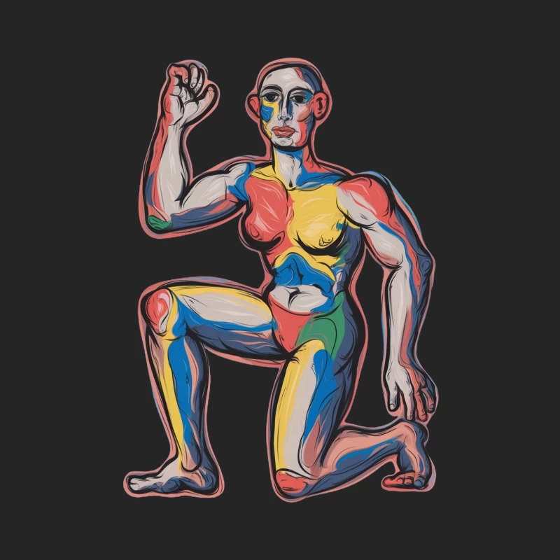 Abstract Colorful Modernist Figure in Dynamic Pose Male Pullover Sweatshirt