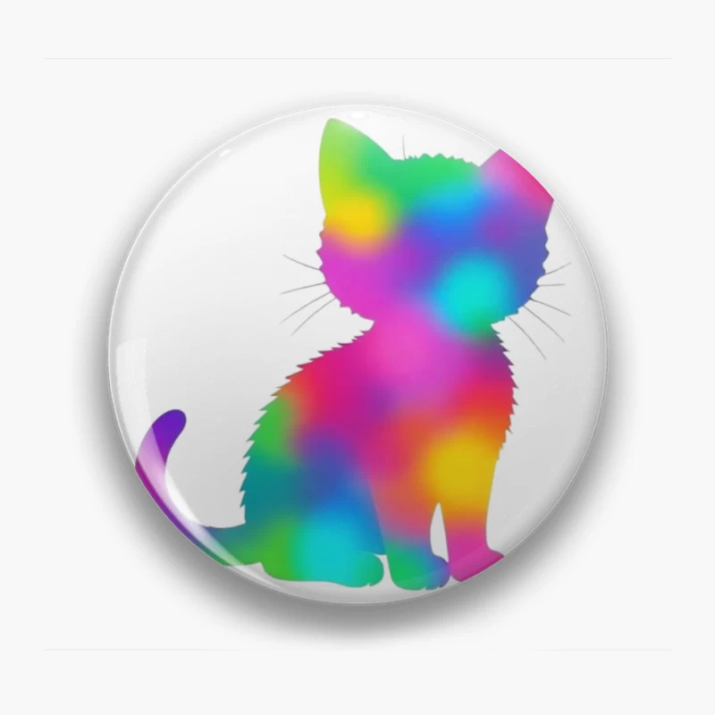 Rainbow Gradient Cat Silhouette Art Pin