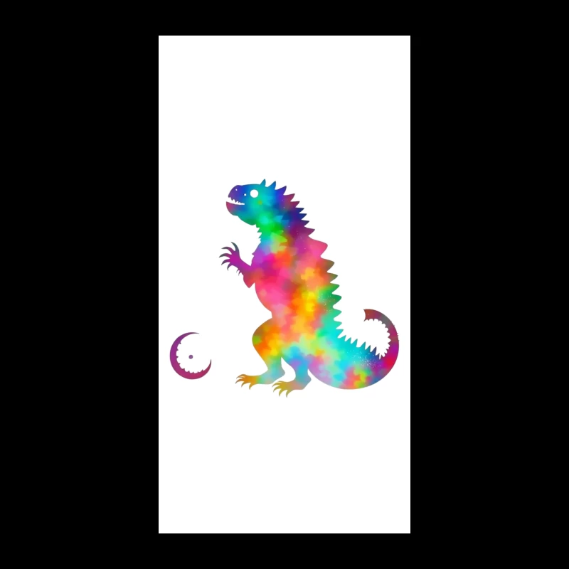 Rainbow Watercolor T-Rex Silhouette iPhone Case