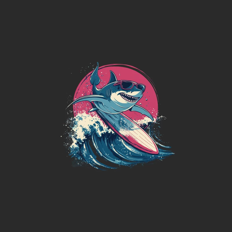 Cool Surfing Shark Riding Ocean Wave Baseball Cap