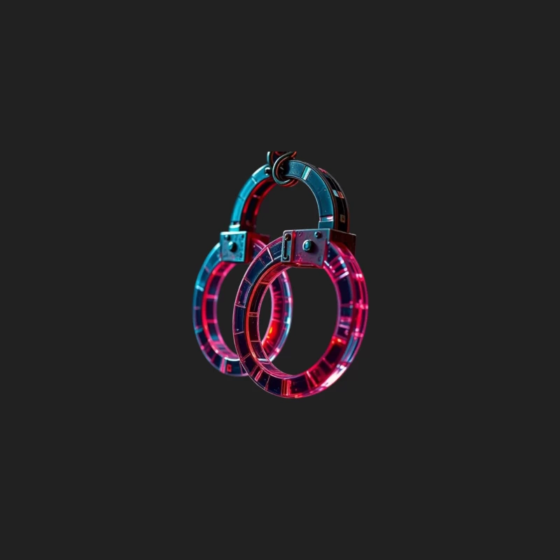 Illuminated Cyberpunk Handcuffs with Neon Pink and Blue Glow Bucket Hat