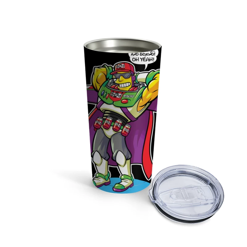 Parody Superhero Character with Drinking Theme Travel Mug