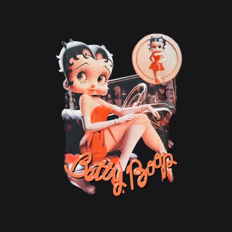 Betty Boop dans la Voiture, Illustration Rétro et Dessin Animé Homme Sweat à capuche