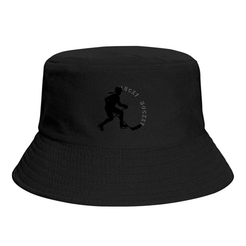 Female Hockey Player Silhouette in Action Bucket Hat