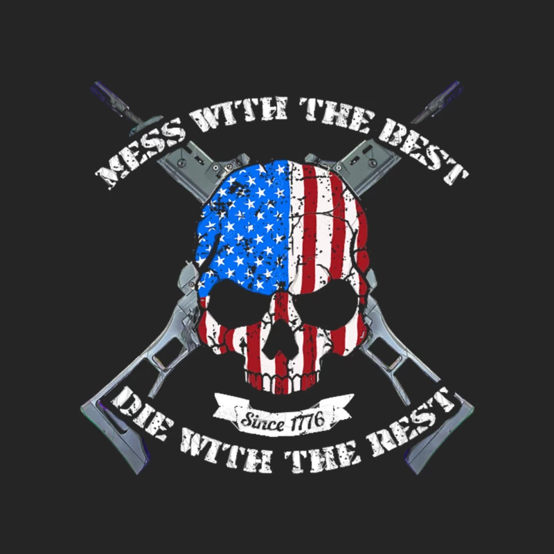 Patriotic American Military Emblem with Skull and Crossed Rifles Female Pullover Sweatshirt